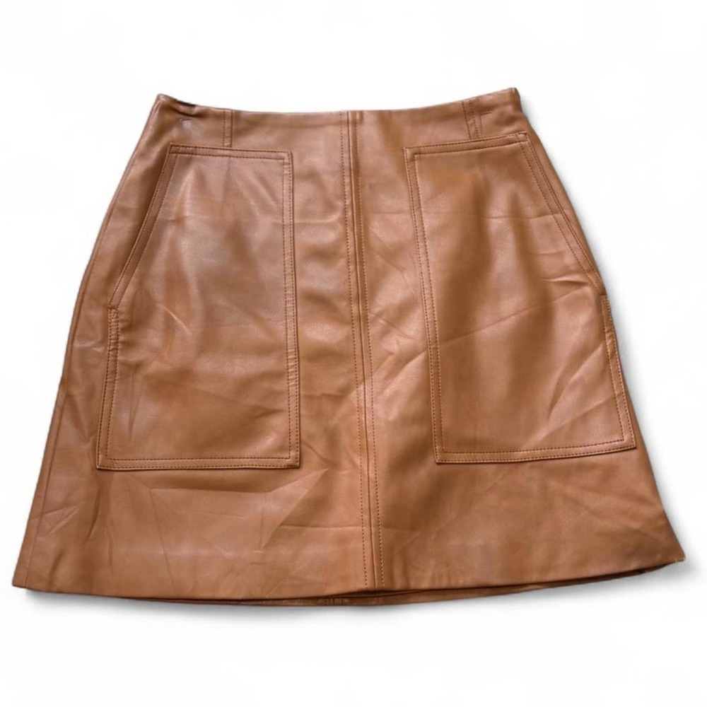 H&M Tan Faux Leather Mini Skirt, Women's Size 4